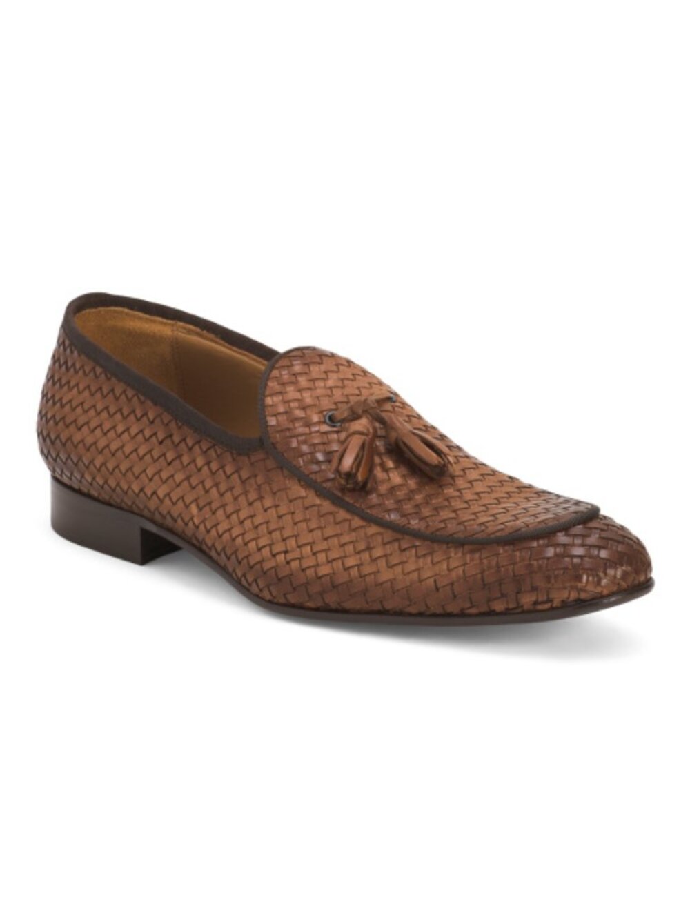 DONALD PLINER Men's Made In Italy Leather Spirrow Woven Slip On Dress Flats